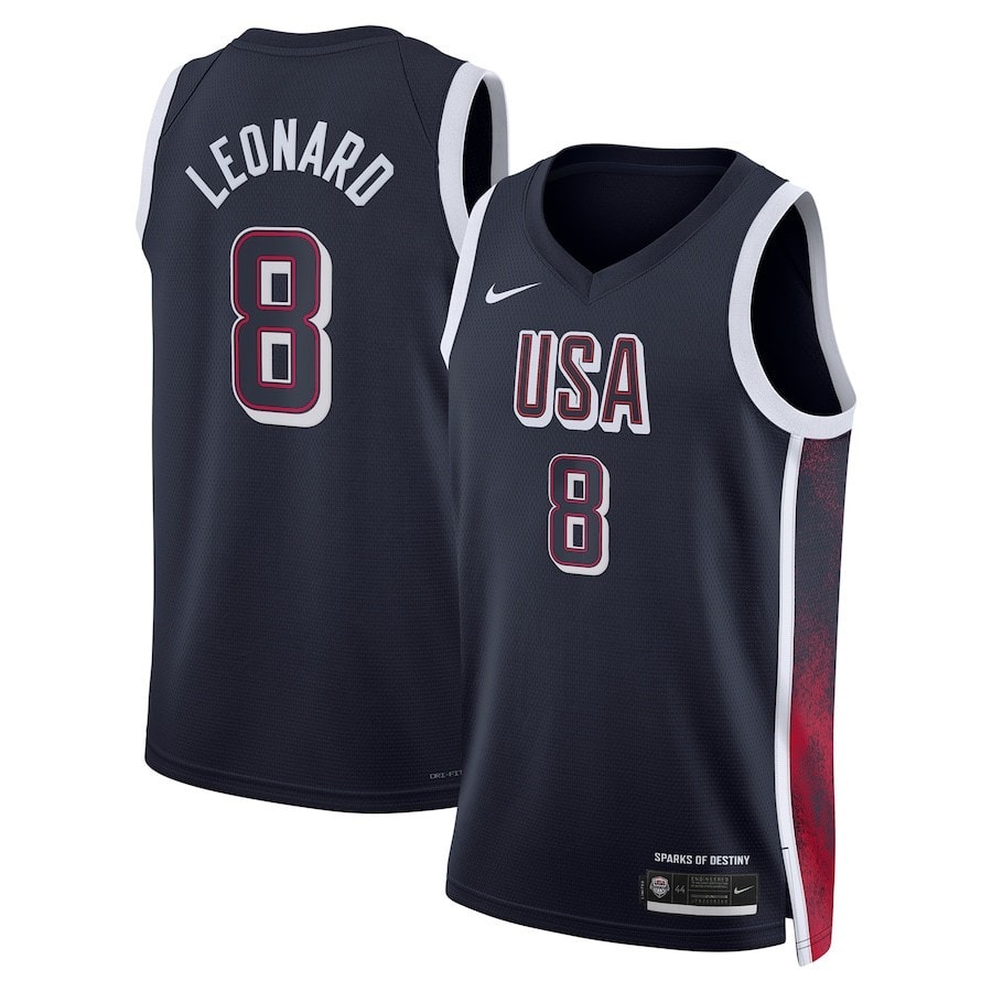 Kawhi Leonard 8 Men's USA Basketball Unisex 2024 Swingman Player Jersey Navy Multicolor