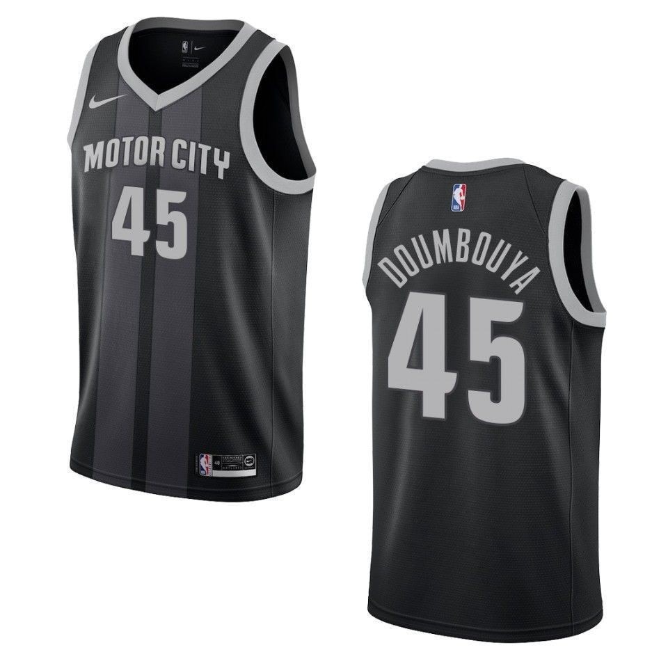 Men's Detroit Pistons 45 Sekou Doumbouya City Swingman Jersey Black
