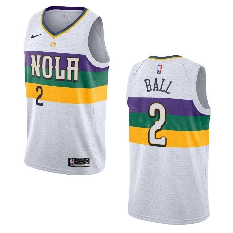 Men's New Orleans Pelicans Lonzo Ball City Swingman Jersey White