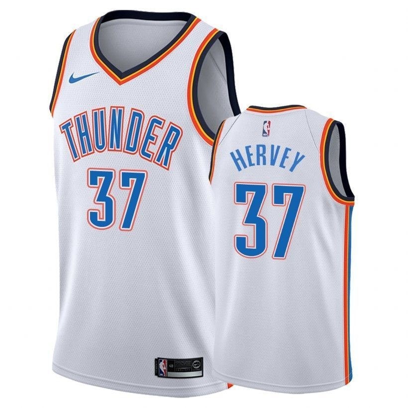 Men's Kevin Hervey 37 Association White Basketball Jersey