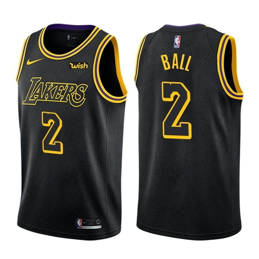 Lakers Lonzo Ball 2 City Edition Black Jersey Unisex Adult Sizes