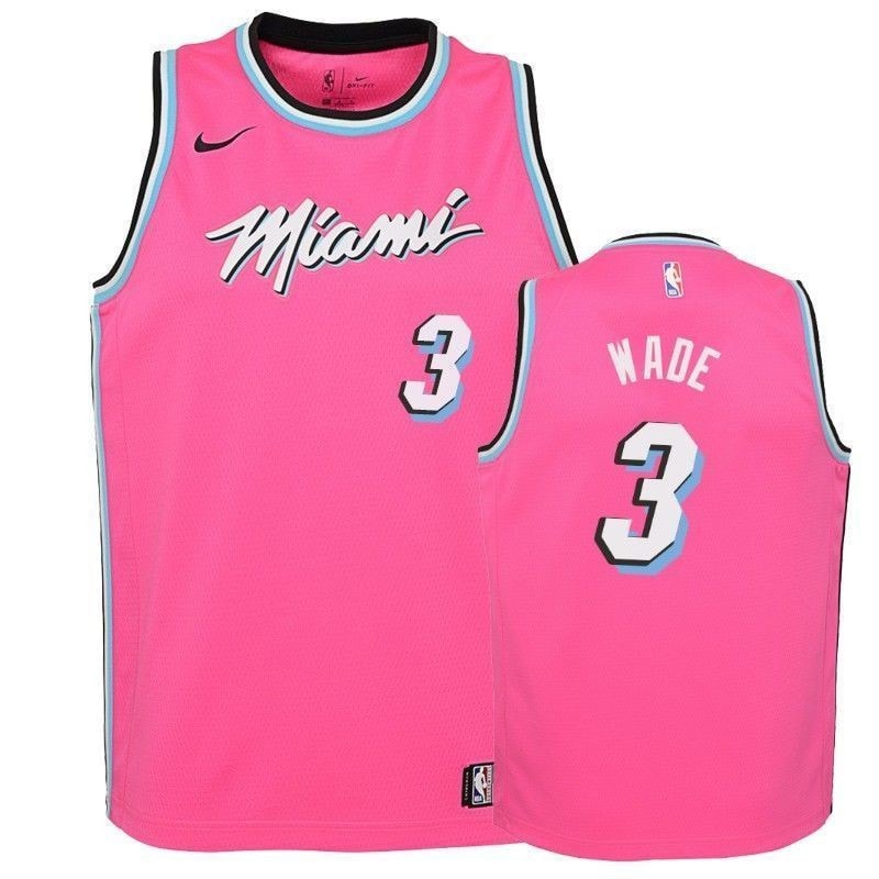 Heat Dwyane Wade 3 2018-19 Earned Pink Jersey - Unisex Multicolor Basketball Jersey