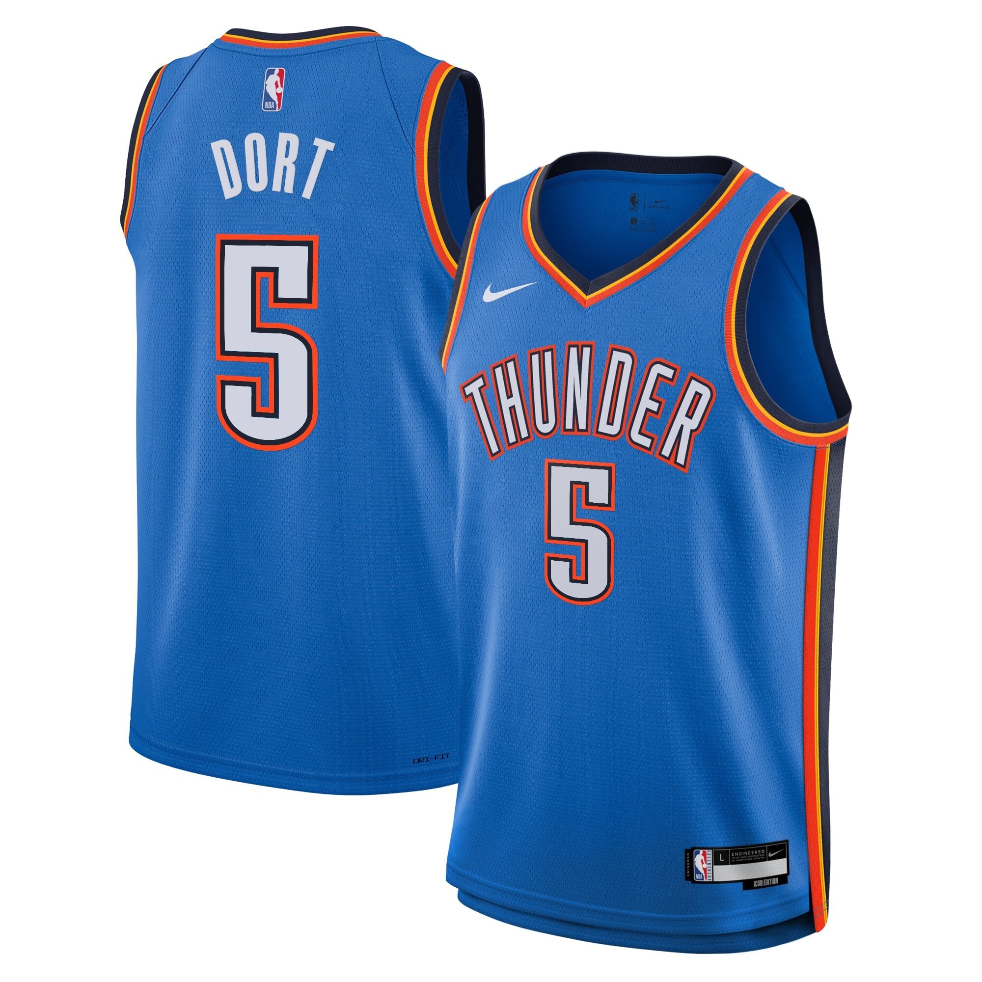 Oklahoma City Thunder Icon Edition Swingman Jersey - Azul - Luguentz Dort - Youth