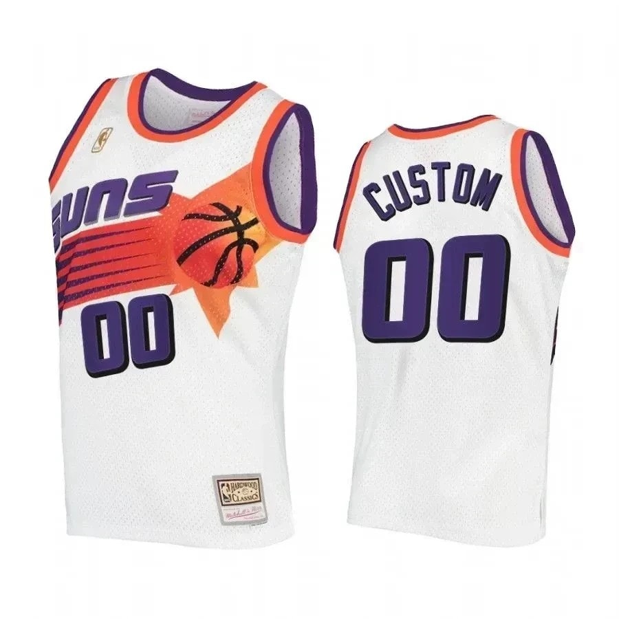 Men's Custom Phoenix Suns Hardwood Classics Jersey White Multicolor