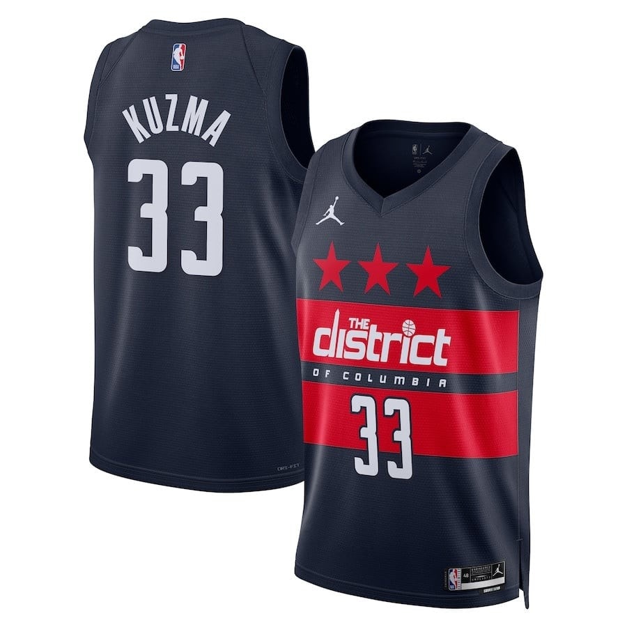 Kyle Kuzma 33 Washington Wizards 2024/25 Unisex Swingman Jersey Statement Edition Navy