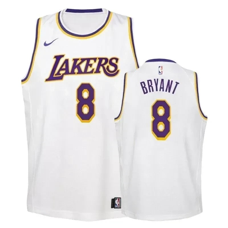 Lakers Kobe Bryant 8 Association White Jersey - Unisex Polyester