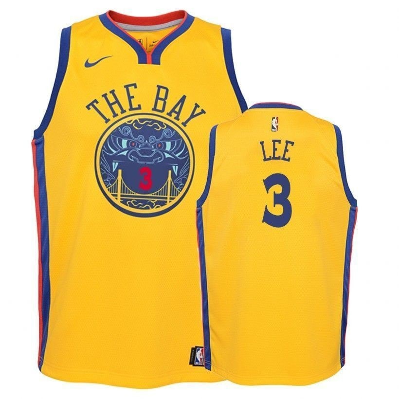 Warriors Damion Lee 3 City Edition Gold Jersey - Unisex Multicolor Basketball Jersey
