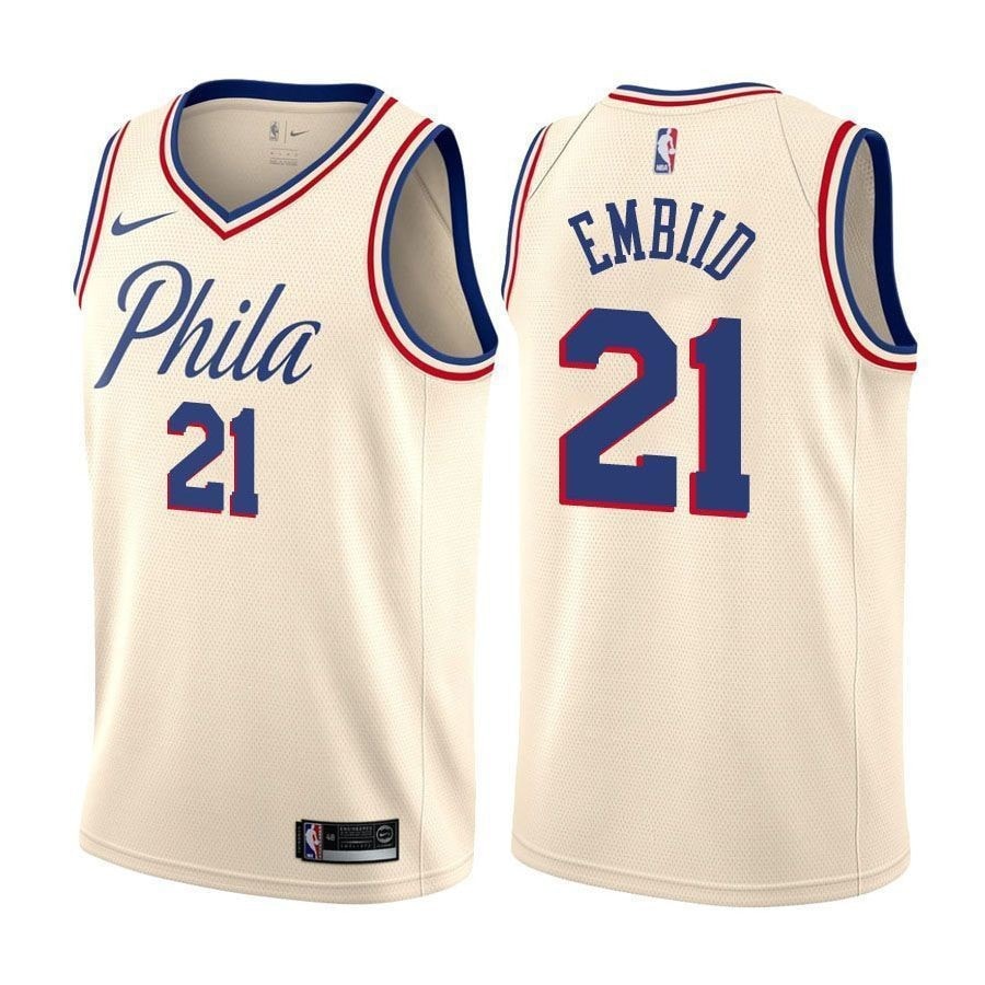 Men's Joel Embiid 21 Philadelphia 76ers City Edition Natural Jersey Multicolor