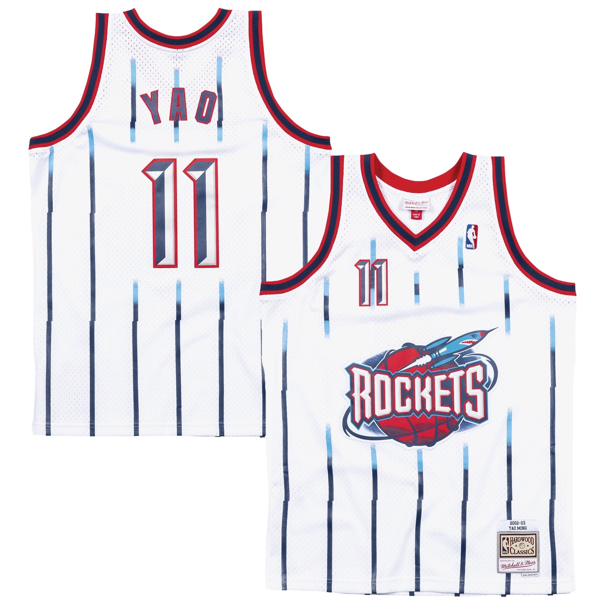 Men's Yao Ming White Houston Rockets Hardwood Classics Swingman Jersey -