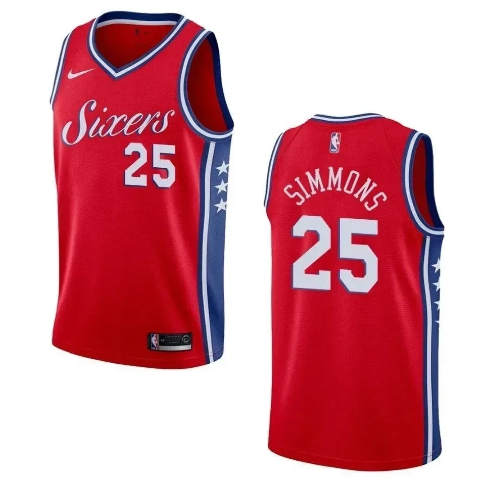 Men's Philadelphia 76ers Ben Simmons Statement Swingman Jersey Red - 100% Polyester