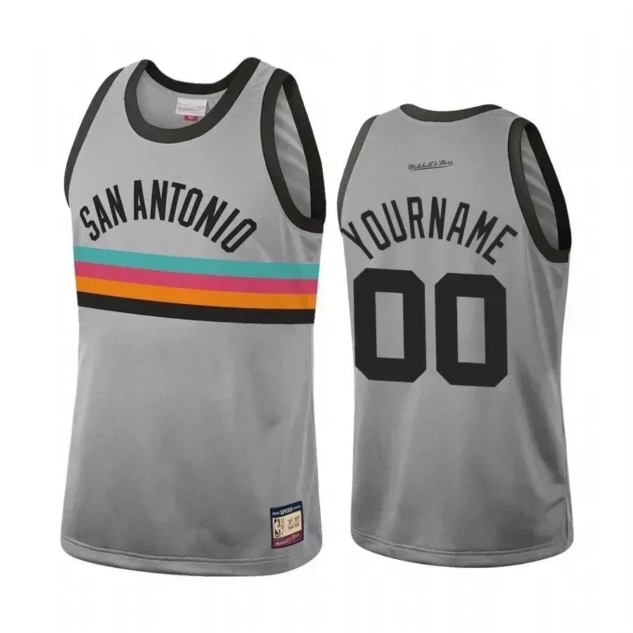 Men's Custom San Antonio Spurs Silver Hardwood Classics Jersey