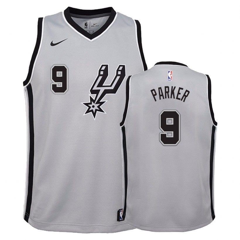 San Antonio Spurs Tony Parker #9 Stated Silver Jersey Unisex
