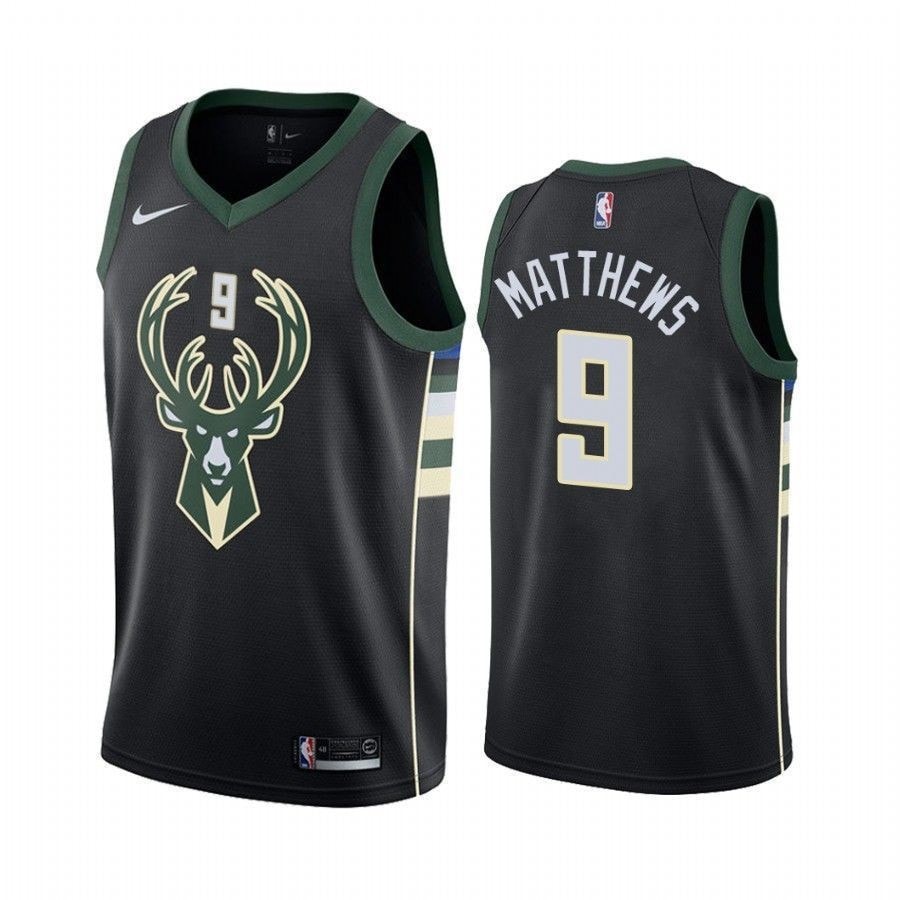 Men's Milwaukee Bucks Wesley Matthews #9 Stitched Jersey Multicolor