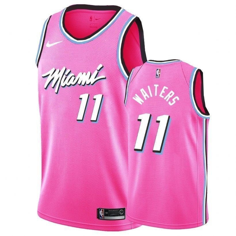 Men's Heat Dion Waiters #11 Earned Edition Pink NBA Jersey