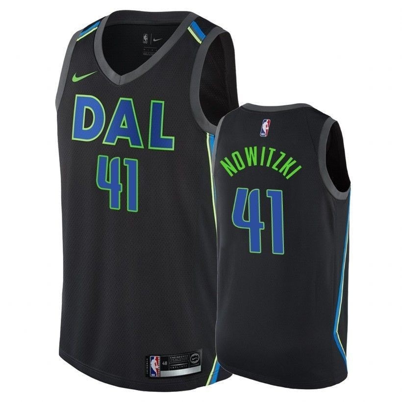 Men's Dirk Nowitzki 41 Mavericks City Black Basketball Jersey