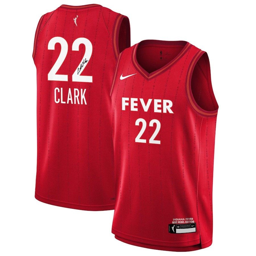 Caitlin Clark 22 Signed Indiana Fever 2024 WNBA Draft Jersey Unisex Red Multicolor