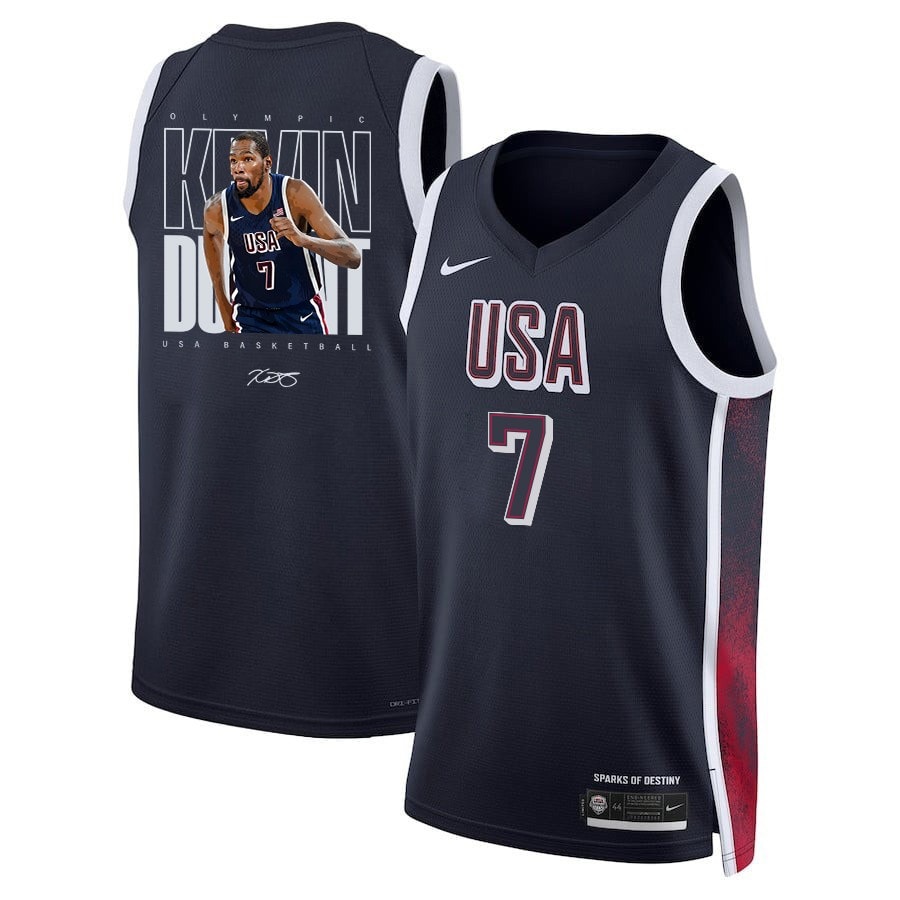 Kevin Durant KD 7 Men's USA Basketball 2024 Swingman Player Jersey Navy Multicolor
