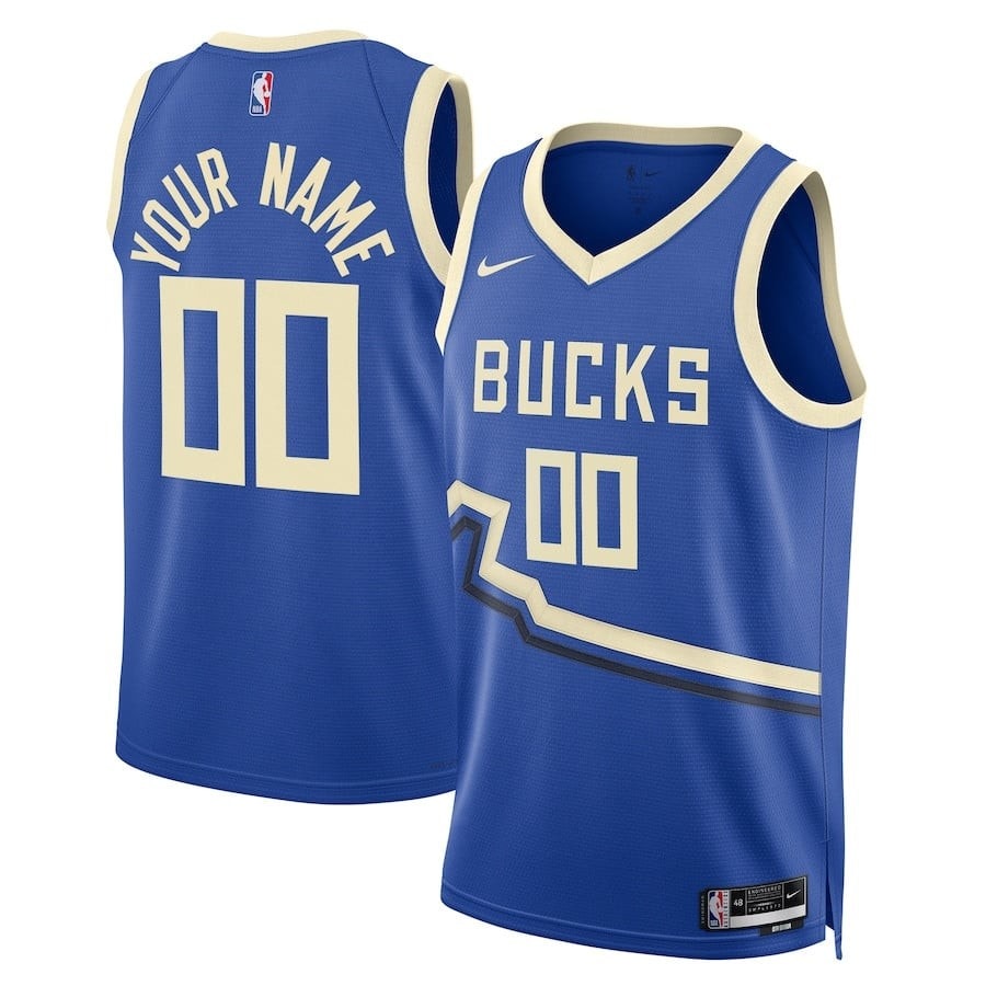 Milwaukee Bucks Unisex 2024/25 Custom Swingman Jersey City Edition Royal Multicolor