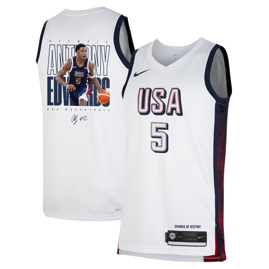 Anthony Edwards 5 Ant-Man USA Basketball 2024 Swingman Player Jersey White Multicolor Unisex