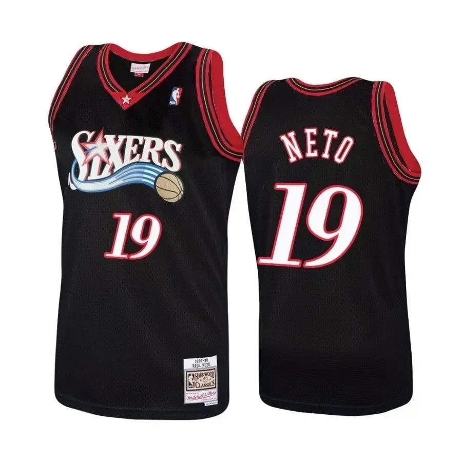 Men's Philadelphia 76ers Raul Neto Hardwood Classics Black Jersey