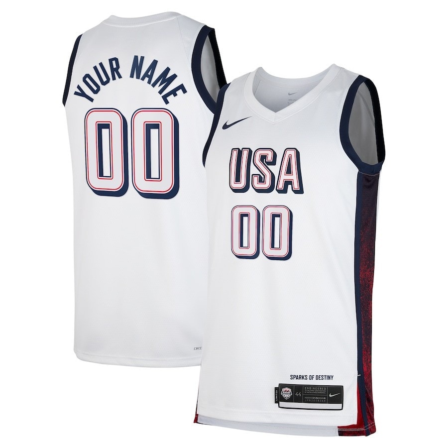 Men's USA Basketball 2024 Swingman Player Custom Jersey White Unisex