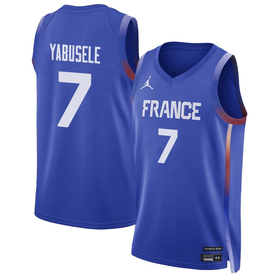 Guerschon Yabusele #7 France Basketball 2024 Olympics Player Jersey Royal Unisex