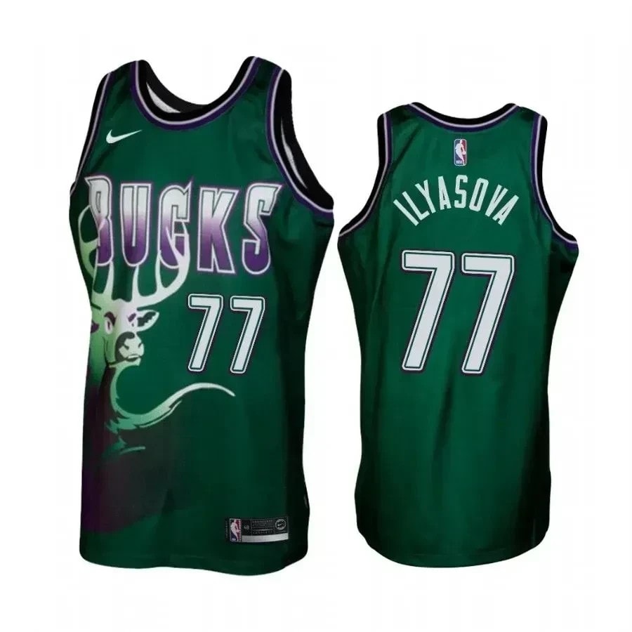 Men's Milwaukee Bucks Ersan Ilyasova Green Hardwood Classics Jersey