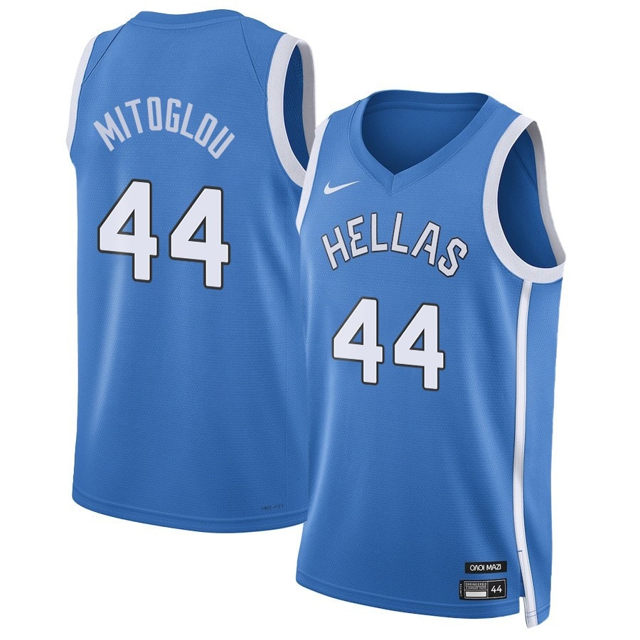 Konstantinos Mitoglou Greece Basketball 2024 Olympics Unisex Jersey Blue Multicolor Sizes