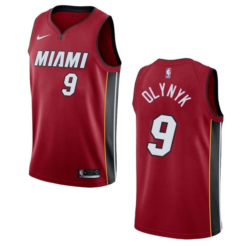 Men's Miami Heat 9 Kelly Olynyk Statement Swingman Jersey Red