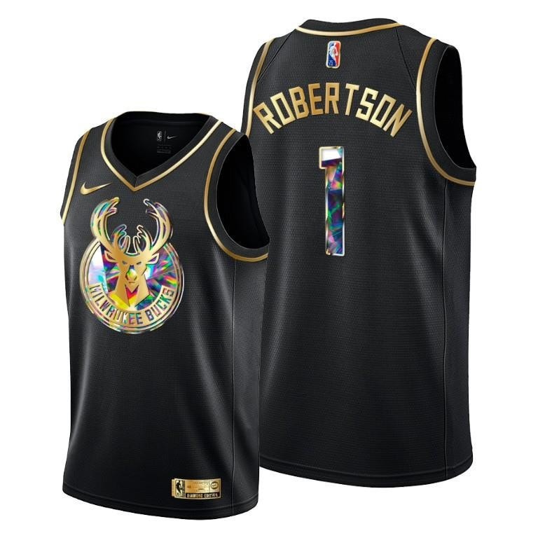 Oscar Robertson Milwaukee Bucks 75th Anniversary Black Jersey Men