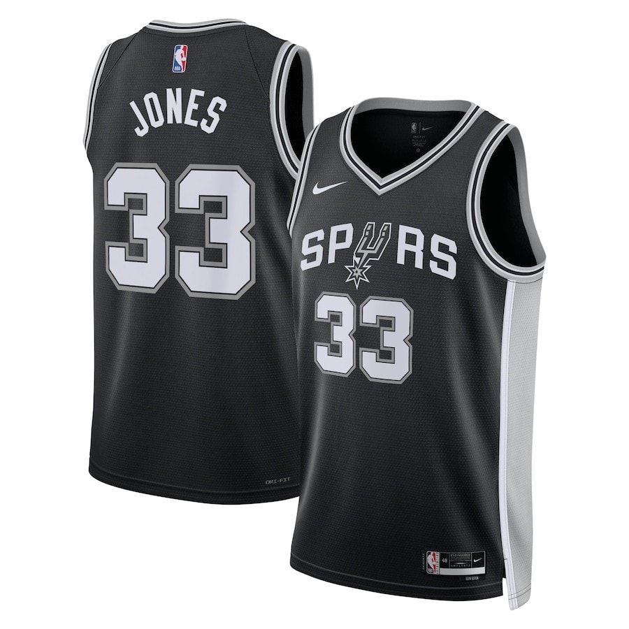 Tre Jones 33 San Antonio Spurs Unisex Swingman Jersey Icon Edition Black