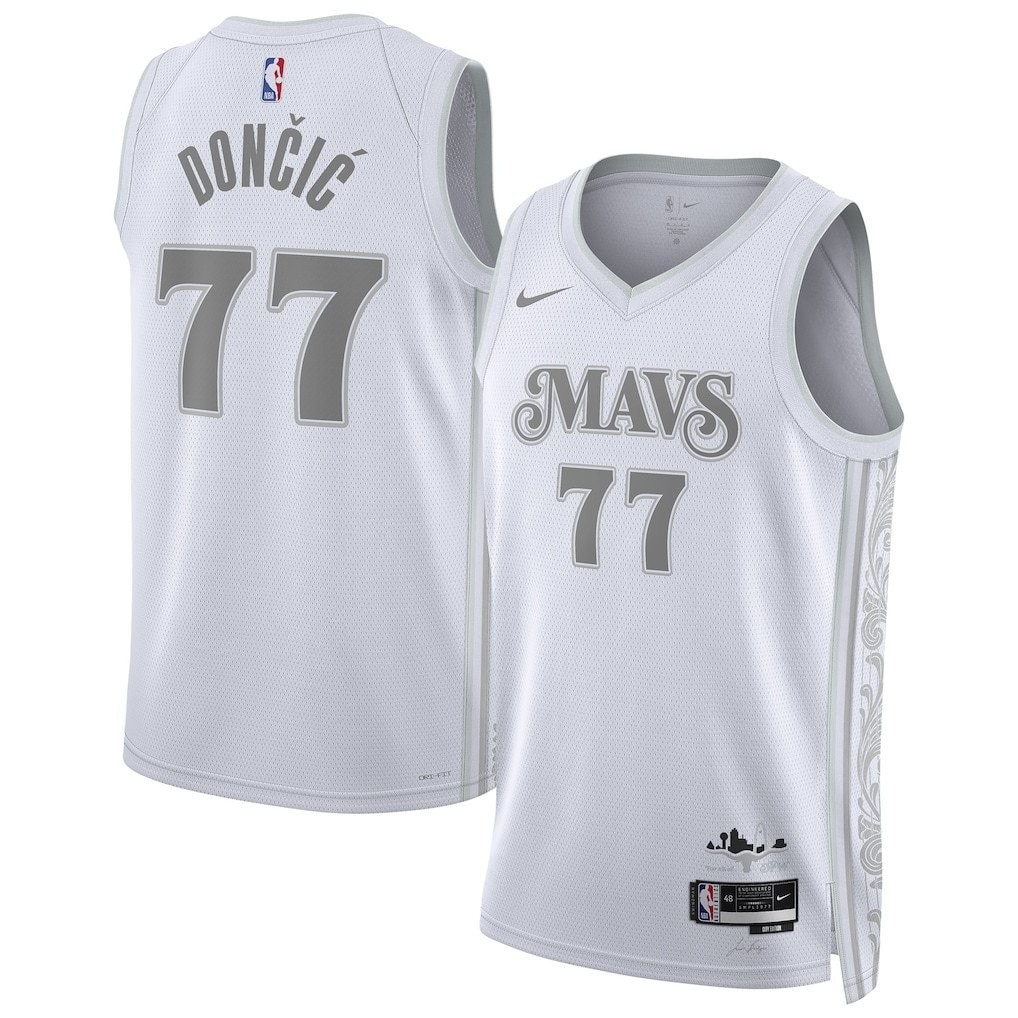 Luka Doncic 77 Dallas Mavericks Unisex 2024/25 Swingman Player Jersey City Edition White