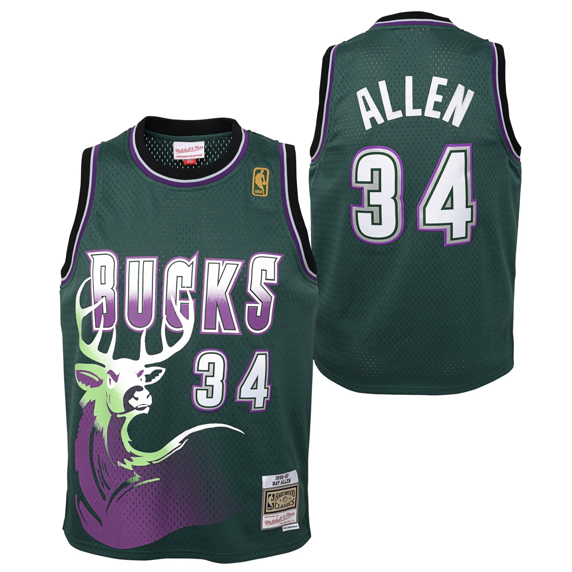 Milwaukee Bucks Ray Allen 1996-97 Hardwood Classics Swingman Jersey Fir Green
