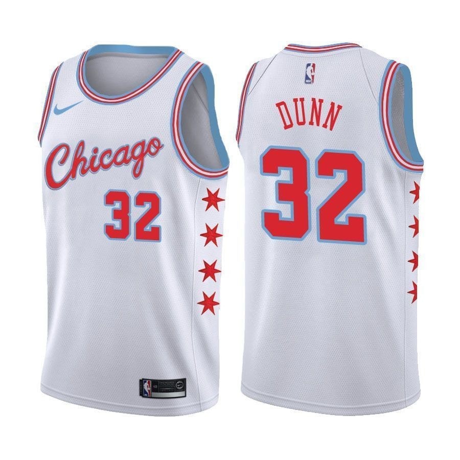 Bulls Kris Dunn 32 City Edition White NBA Jersey - Adult Unisex Sizes