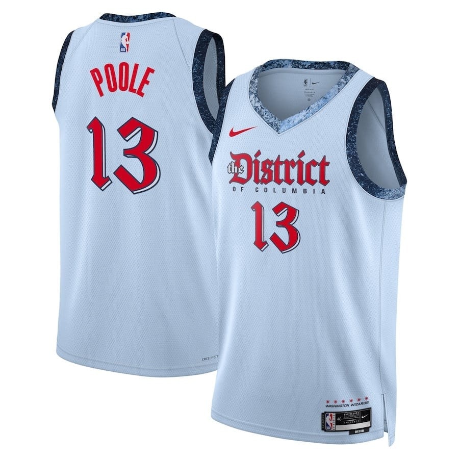 Jordan Poole 13 Washington Wizards Unisex 2024/25 Swingman City Edition Jersey Powder Blue