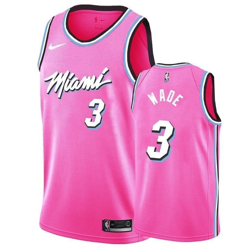 Men's Dwyane Wade 3 Earned Edition Pink Heat Jersey Multicolor