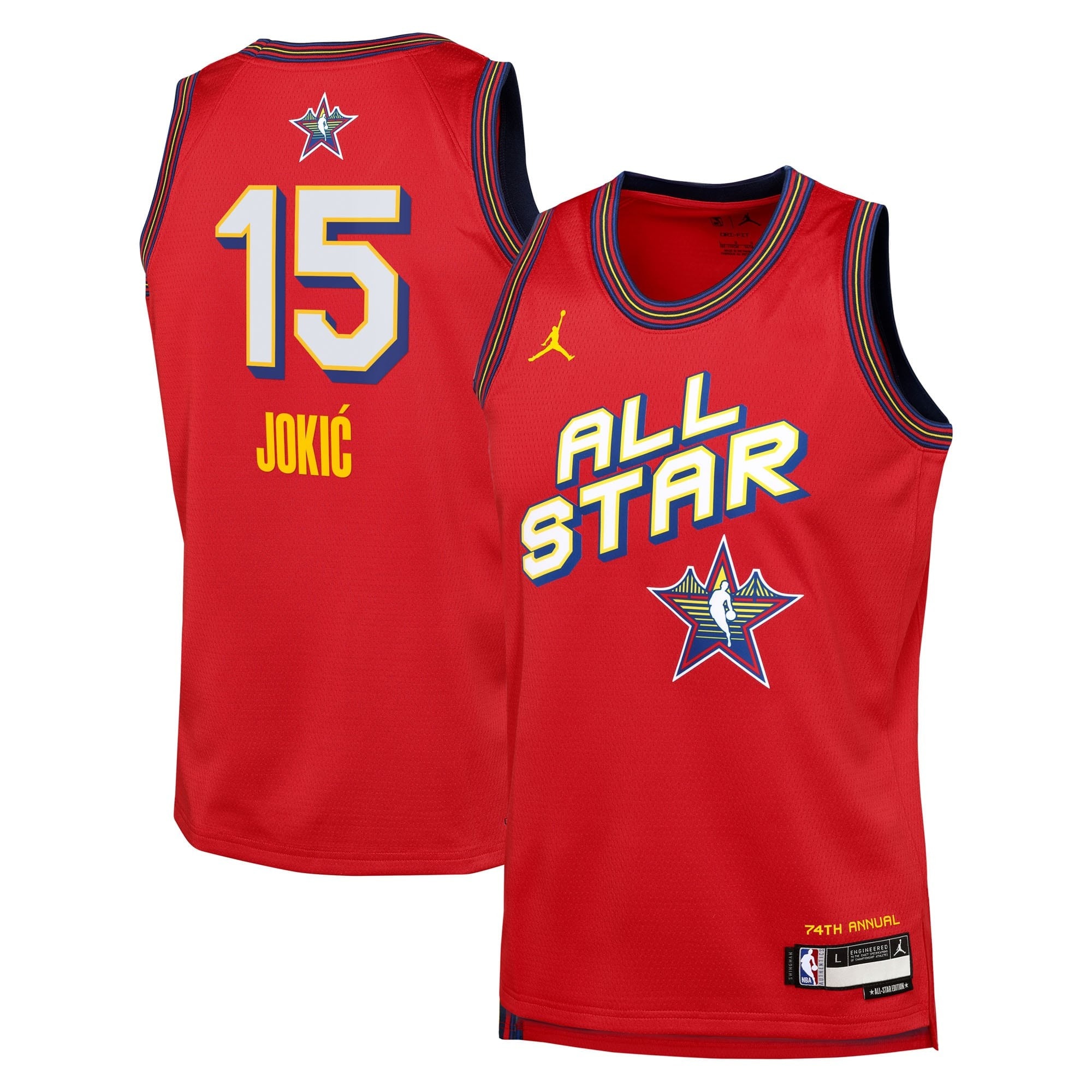 NBA Jordan Brand All Star Swingman Team Jersey Red Nikola Jokic Youth