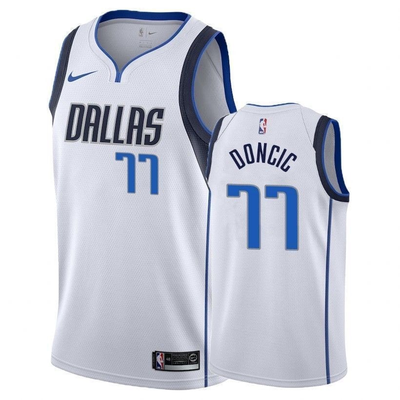 Men's Luka Doncic 77 Mavericks Association White Basketball Jersey
