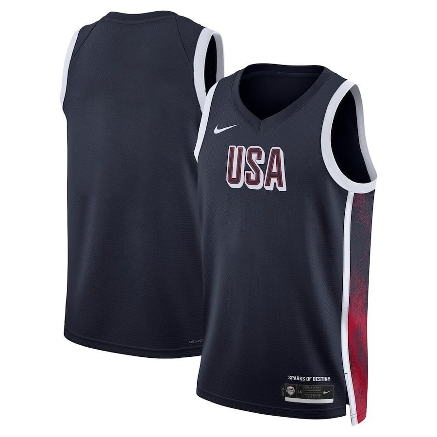 Men's USA Basketball 2024 Swingman Player Jersey Navy Multicolor - Sizes