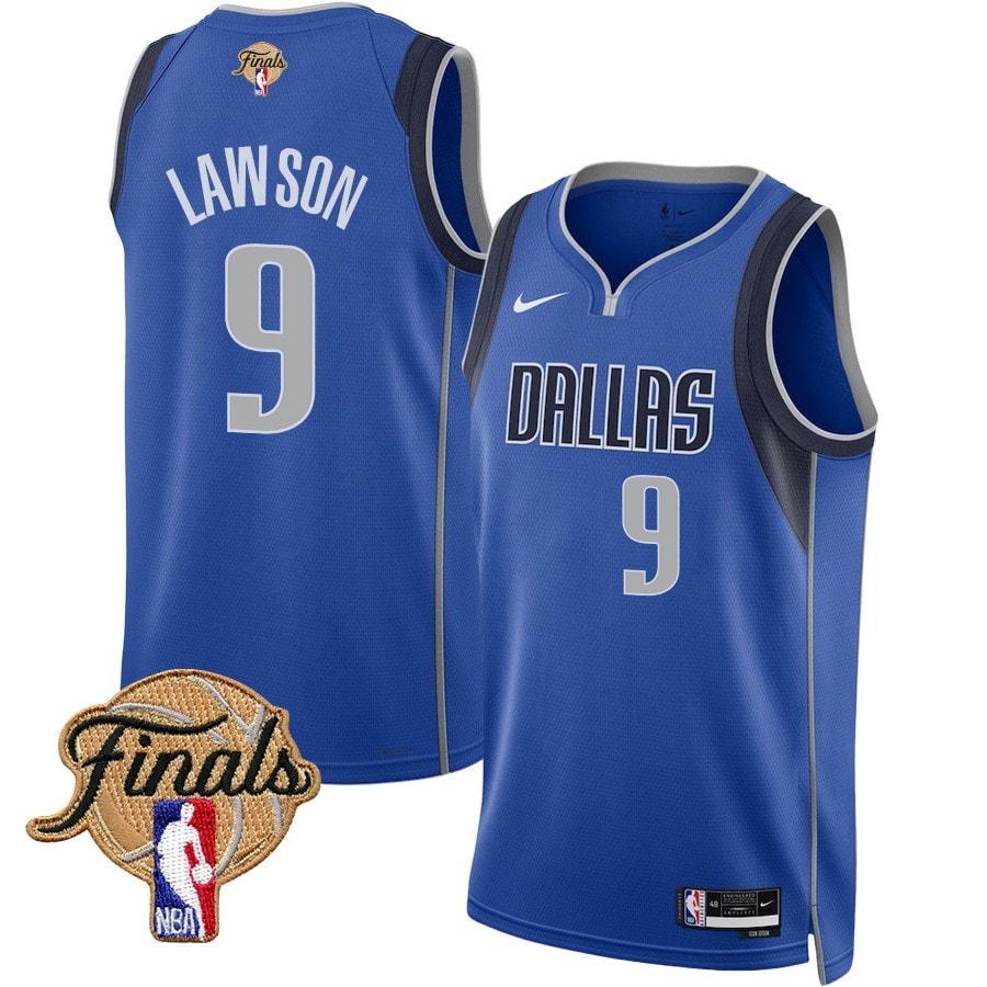 A.J. Lawson 9 Dallas Mavericks 2024 Finals Patch Swingman Jersey Icon Edition Blue