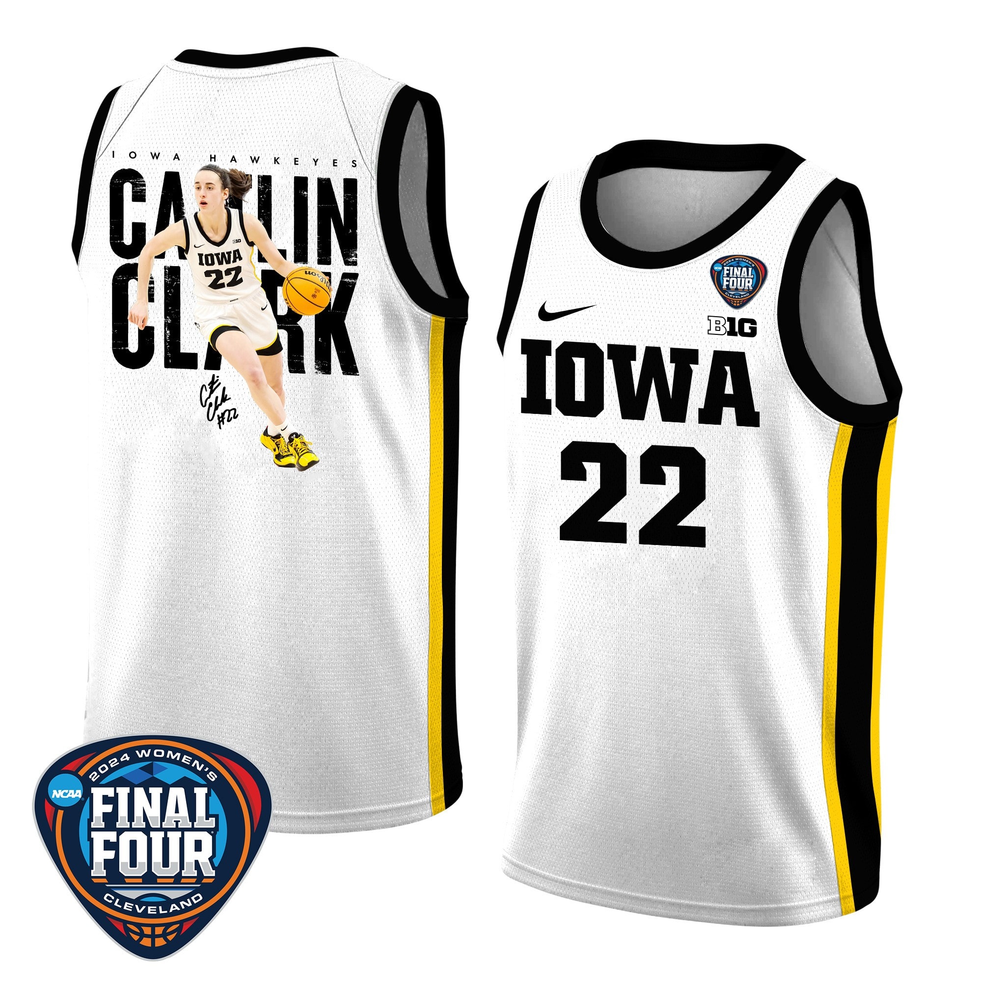Caitlin Clark #22 Iowa Hawkeyes 2024 Basketball Jersey Graphic Pattern White Unisex