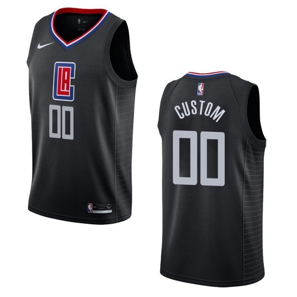 Men's Los Angeles Clippers 00 Custom Statement Swingman Jersey Black