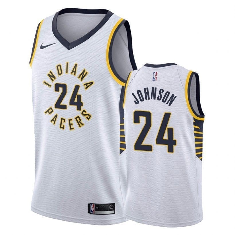 Men's Alize Johnson 24 Pacers Association White Basketball Jersey