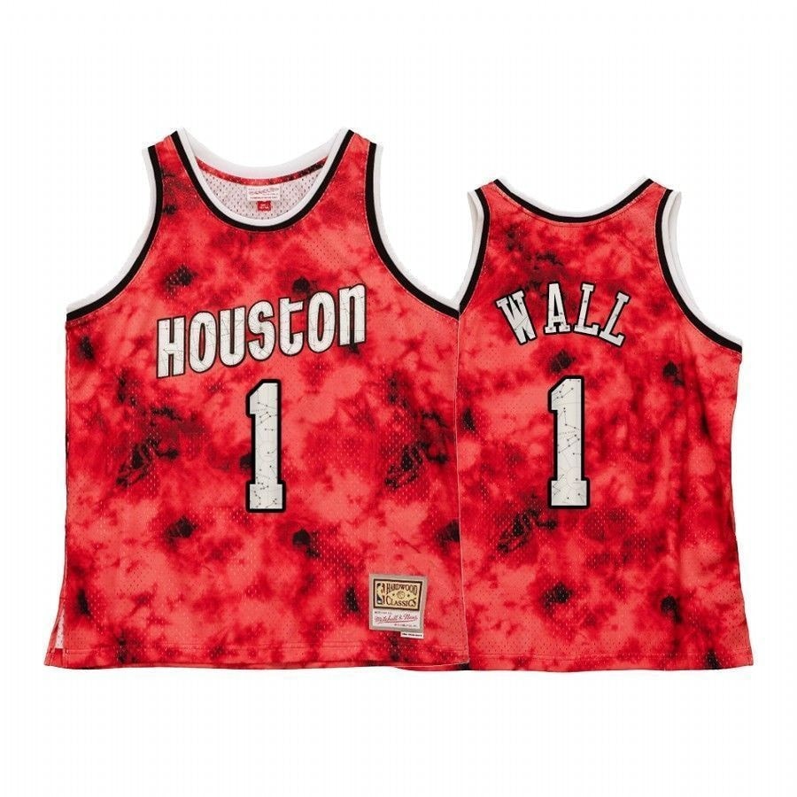 Men's Houston Rockets John Wall Galaxy Constellation Jersey Red Throwback Multicolor