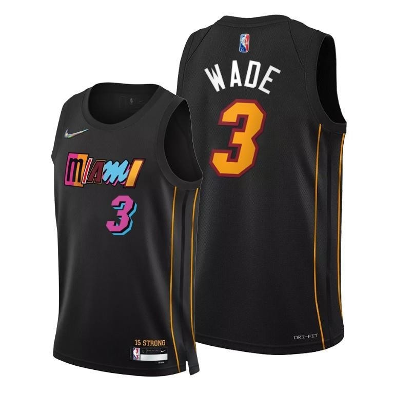 Heat 3 Dwyane Wade City Edition Black Jersey 75th Anniversary Men's Jersey