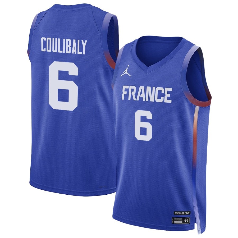 Bilal Coulibaly France 2024 Olympics Basketball Jersey Unisex Royal Multicolor