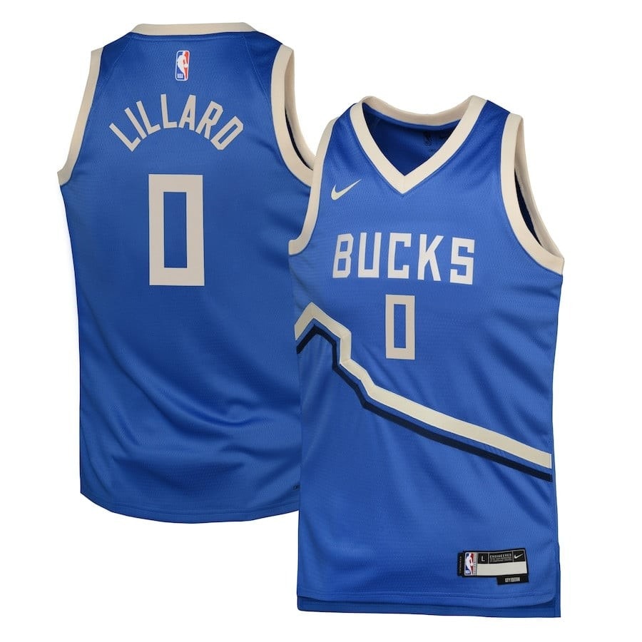 Damian Lillard 0 Milwaukee Bucks 2024/25 Swingman Player Jersey City Edition Royal