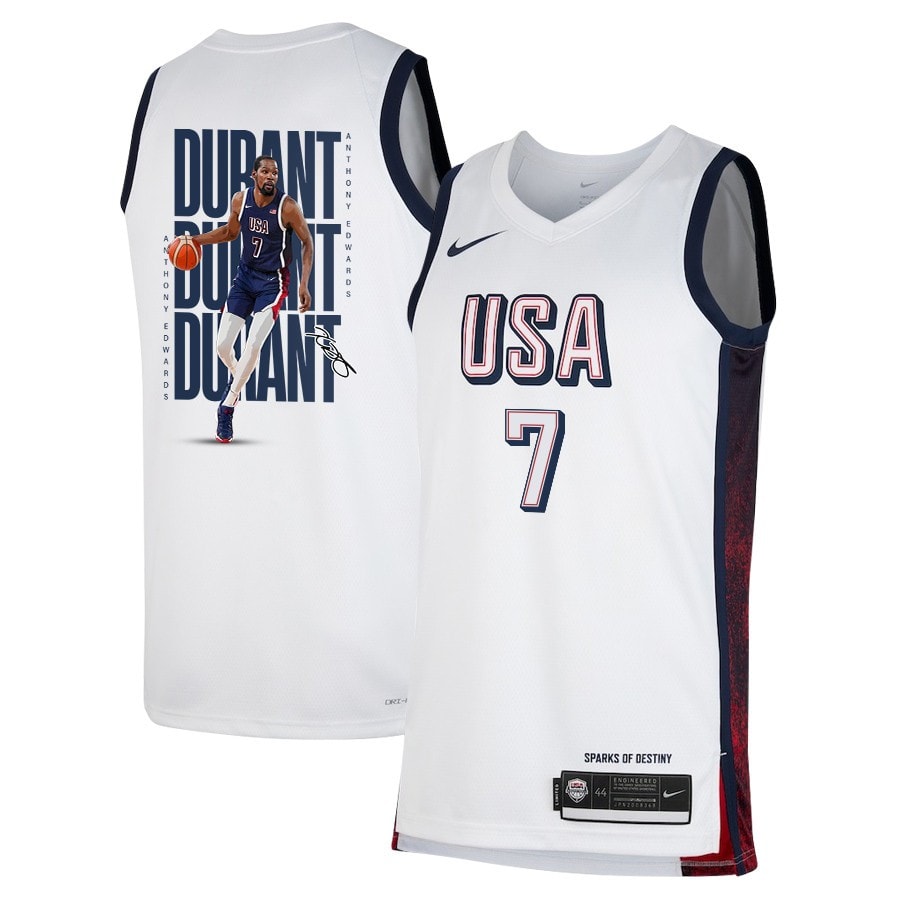 Kevin Durant 7 Key Player USA Basketball 2024 Swingman Jersey White Multicolor Unisex Adult