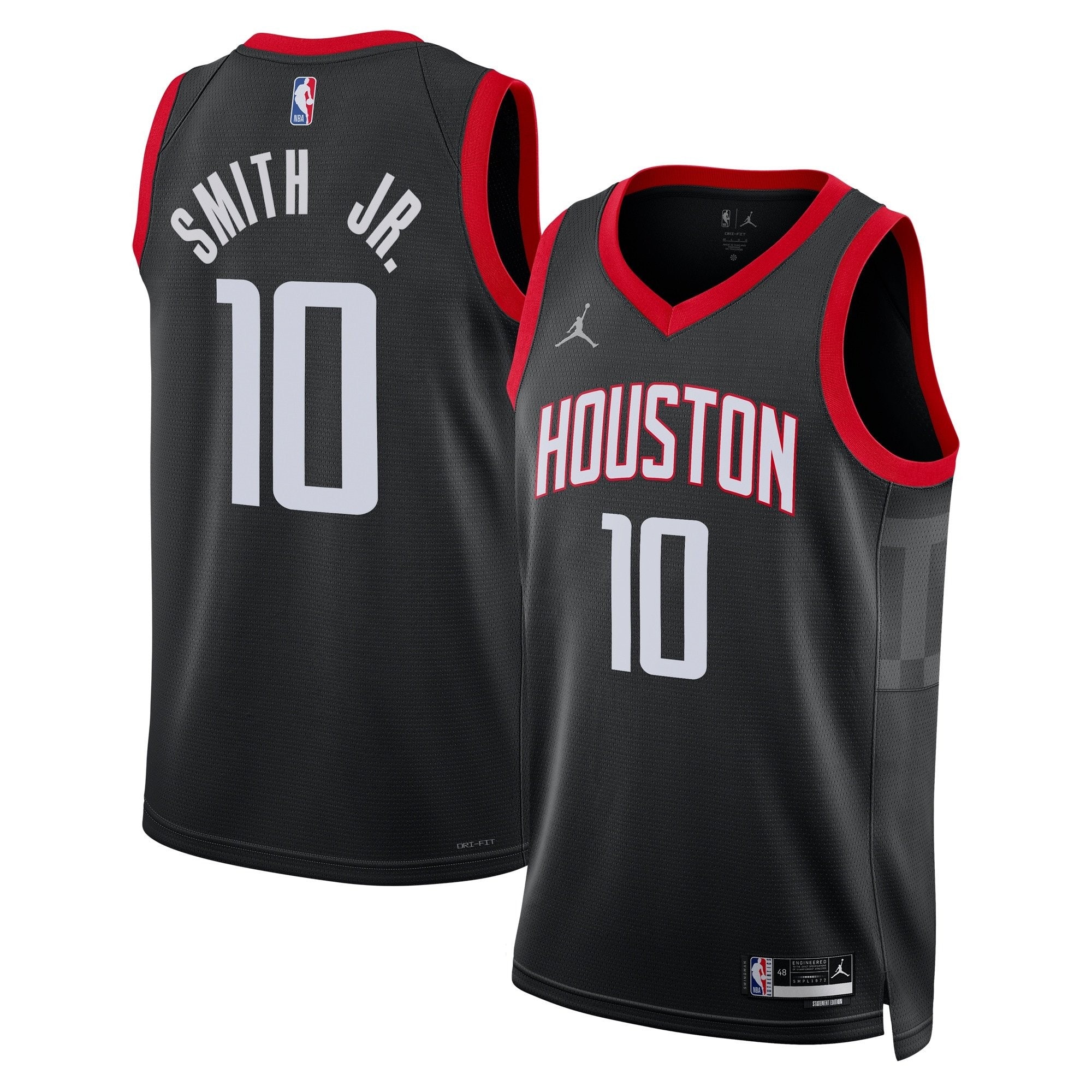 Jabari Smith Jr. 10 Houston Rockets Unisex 2024/25 Swingman Player Jersey Statement Edition Black