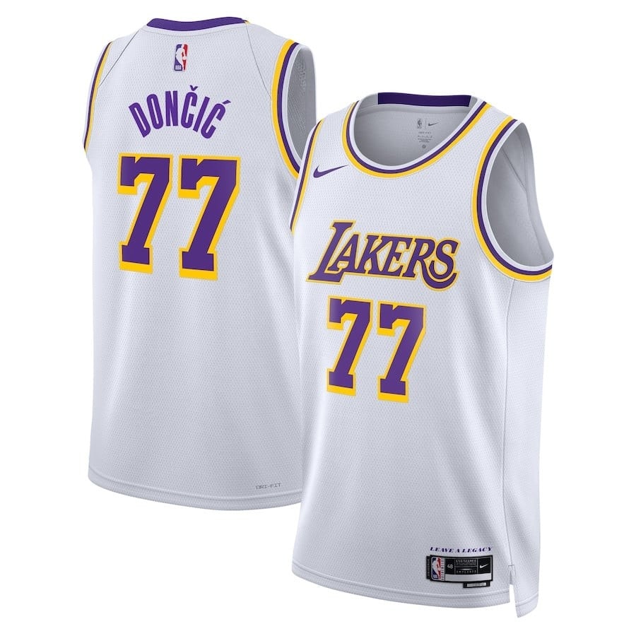 Luka Doncic 77 Los Angeles Lakers Association Edition Swingman Jersey White Unisex